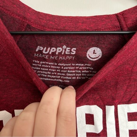 Puppies Make Me Happy Maroon Sweatshirt - Picture 4 of 8